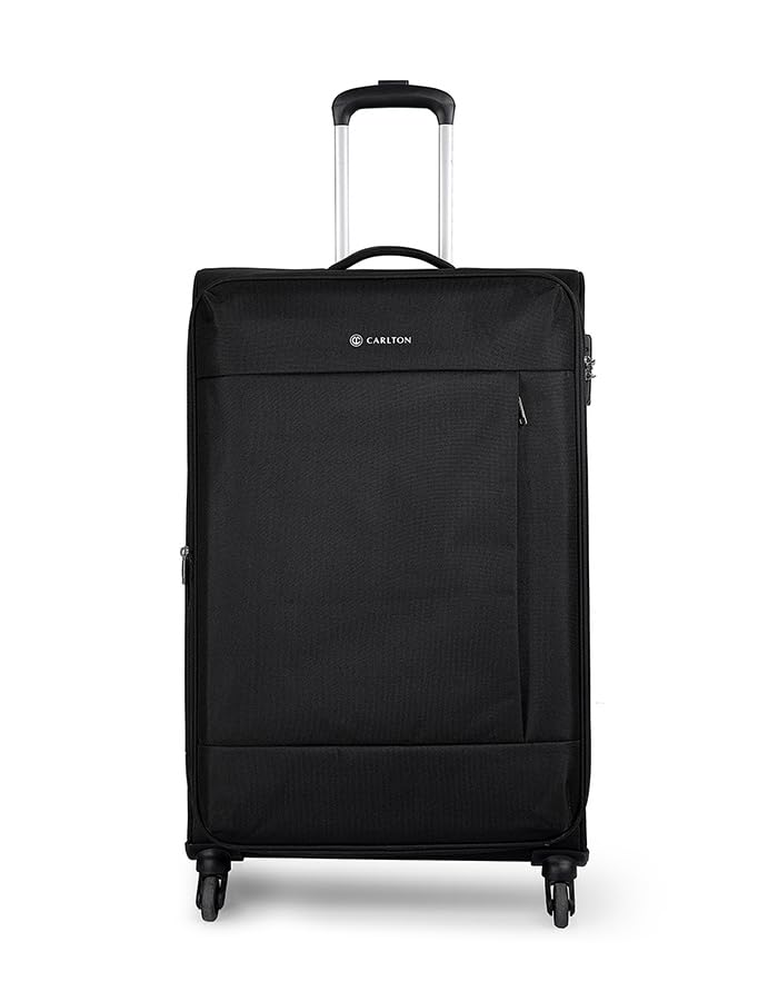 CARLTONElante Wheel Soft Luggage Trolley Bag, Medium Size, Black, Black,  Medium, Soft Luggage Trolley Bag with Spinner Wheels