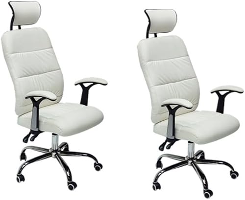 SMTE Office Chairs - Executive Mid-Back Ergonomic - 2-Pack - White Colour with keychain