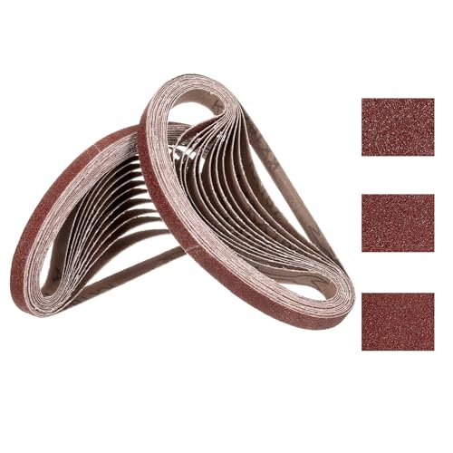 Kozelo 30 Pcs Sanding Belts 3/8 x 13 Inch 80/180/240 Grit