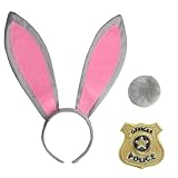 IMISHM Halloween costume for women Halloween rabbit costume with rabbit ears tail Shiny Badge for Halloween accessory set