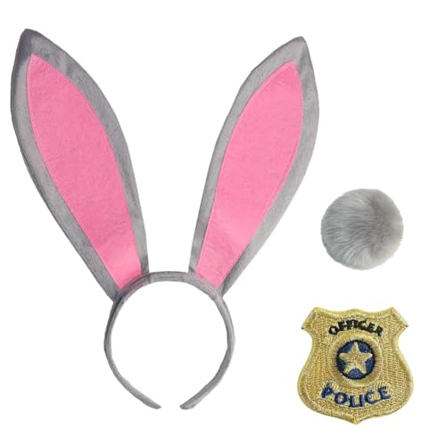 IMISHM Halloween costume for women Halloween rabbit costume with rabbit ears tail Shiny Badge for Halloween accessory set