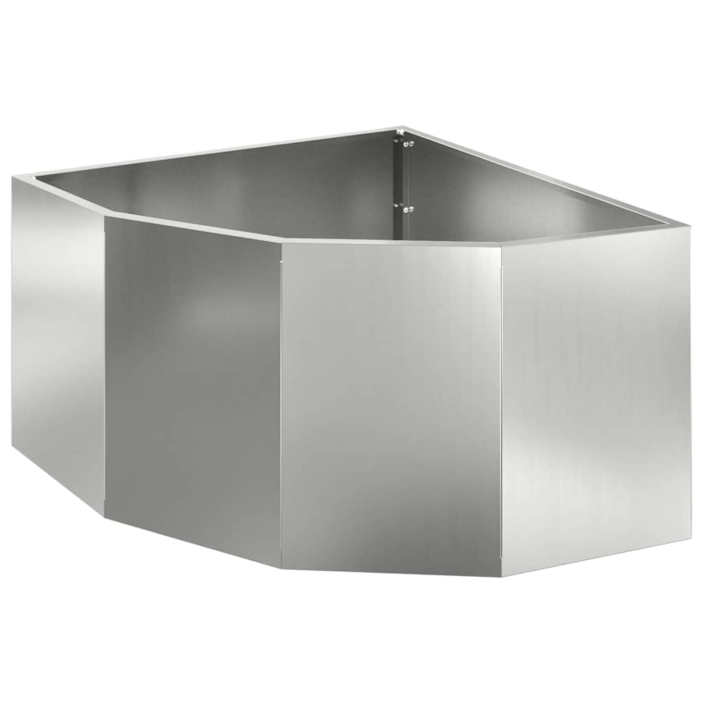Doniczka Narożna Srebrny Stal Galwanizowana 60x60x35 cm Trwała Donica na Zewnątrz na Taras i Ogród z Instrukcją Montażu Nowoczesny Design