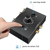 UNSTINCER Stereo RCA Audio Switcher 2(1)-in-1(2)-out, Volume Control One Key Mute Plug & Play, Bidirectional Speaker Switch Box Analogue Aux Adapter for Soundbar Headphones Turntable, Metal - Image 5