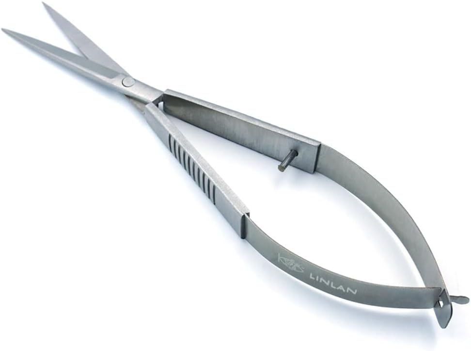 LINLAN Aquarium Plant Shears with Spring for Precise Trimming Stainless Steel with Premium Reset Feel Ideal for Aquatic Ferns and Microsorum Pteropus in Planted Aquariums Straight Silver