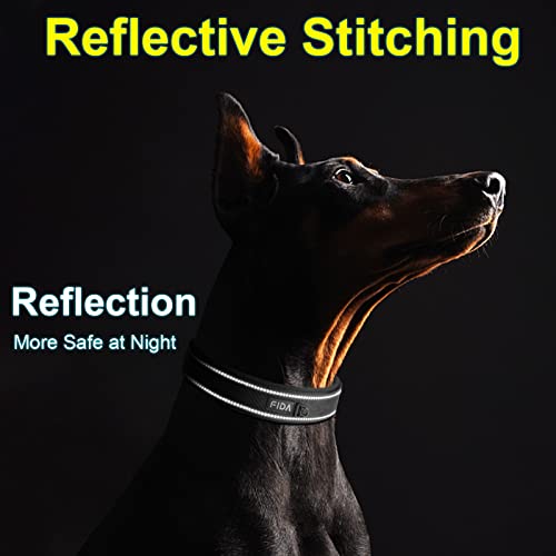 Fida Heavy Duty Dog Collar, Ultra Comfortable Soft Neoprene Padded, Adjustable Reflective Nylon Pet Collar With Durable Metal Belt Buckle For Large Breeds (L, Black) #TOP4