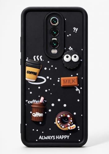 Image of Bintage Case Cute Fun Taddy| 3D Ball Bear| Donut| Coffee Rubber Case Camera Protection Back Cover Compatible for Mi Redmi K20 Pro - Black