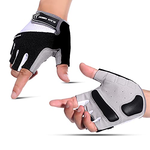 JESOHO Gants Cyclisme Gants de Sport Demi-Doigts Gants VTT avec Gel Rembourré Antichoc,Gants de Fitness Respirante Gants de Vélo Gant Antidérapage Antichoc Demi-Doigts pour Homme Femme (Noir, XL) Cover