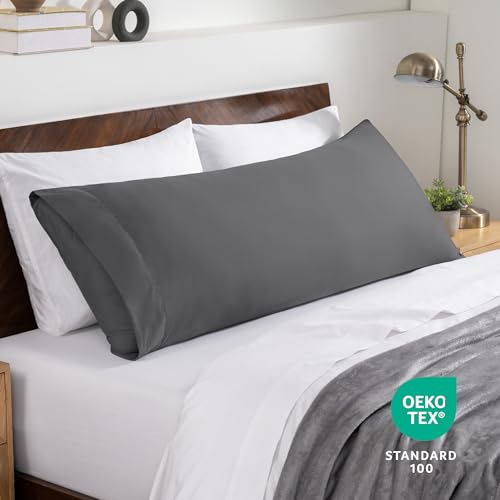 Image of Bare Home Microfiber Body Pillow Cover - Ultra Soft & Cooling - Double Brushed - Envelope Closure - Easy Care (21''x54'' Body Pillow Cover, Grey)