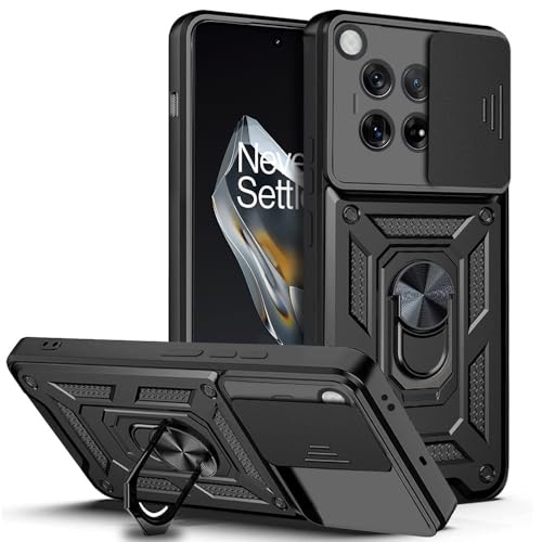 Image of AESTMO Tough Armor OnePlus 12 5G Bumper Back Case Cover | Ring Holder & Sliding Camera Shield Cover | 360 Degree Protection Back Case Cover for OnePlus 12 (Black)