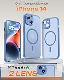 TOCOL Etui do iPhone'a 14, Kompatybilne z MagSafe, Wbudowany Pierścień Magnetyczny, Zintegrowana Ochrona Aparatu, Odporne na Uderzenia, Matowe Magnetyczne Etui do iPhone'a 14, Jasnoniebieski