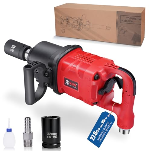 XIIW 1 Inch Air Impact Wrench, Up to 4000 ft-lbs High Reverse Torque, 1'' Lightweight Pneumatic Impact Gun w/ 2 D Handles 3800RPM for Heavy Duty Repairs