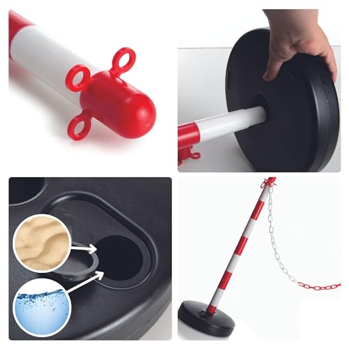 Miniatura 3 de Perel Set De Postes Pvc 2 Piezas Rojo Blanco 90 Cm Base Rellenable Con Arena O Agua Conectables Para Eventos Aparcamientos Hostelería Y Espacios Públicos