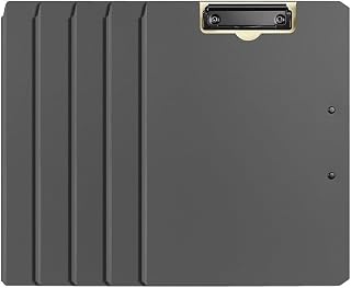 Organizador de archivos Carpeta portapapeles plegable de 5 piezas, resistente, de polipropileno, con doble clip, organizador de archivos, suministros de oficina Material de oficina(Negro)