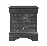 Jenvor Nightstand Metallic Grey Shaker Solid Wood and MDF Nightstand with Crystal Hardware, Textured Drawer Fronts, Tapered Legs, 13x10.5x4in Drawer Bedside Table for Bedroom