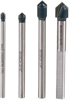 BOSCH GT2000 4-Piece Carbide Tipped Glass, Ceramic and Tile Drill Bit Set , silver