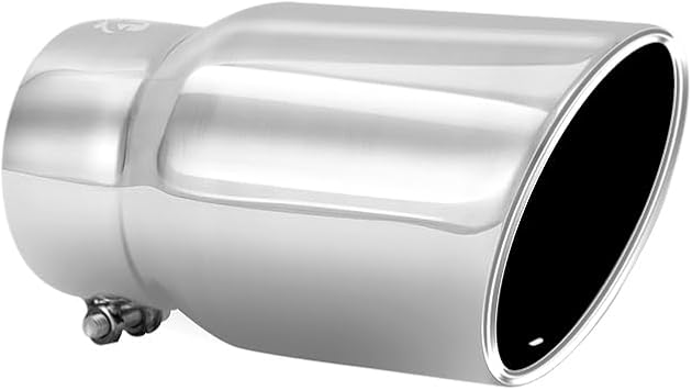 3.5 Inlet Exhaust tip, Sliver Stainless Steel, Bolt On Muffler Tail Pipe | Fit 3.5 Outer Diameter Tailpipe, 4.5 Outlet 8.25 Long Muffler Tip, Chrome