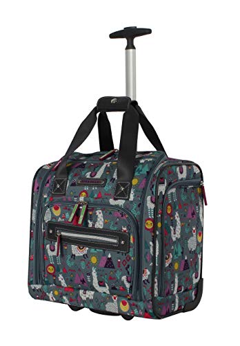 Lily Bloom Designer 15 Inch Carry On - Weekender Overnight Business Travel Luggage - Lightweight 2- Rolling Wheels Suitcase - Under Seat Rolling Bag for Women (One Size, Llama Mama)