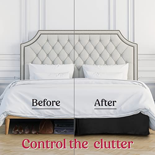 Lux Decor Collection Bed Skirt - Easy Fit King Bed Skirt 14 Inch Tailored Drop - Brushed Microfiber Quadruple Pleated Bed Skirt - Wrinkle, Fade, Stain Resistant (King, Black) #TOP26