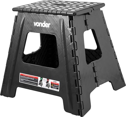 Vonder, Banqueta Plástica Dobrável, Preta, Altura 360 Mm