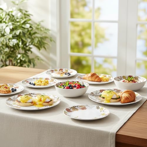 Melamine Dinnerware Set for 4, 12-Piece Fall Dishes, Yellow Maple Leaves by molidiki - Used condition - Image 3