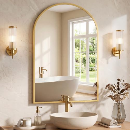 NEWBULIG 26"X38" Arched Bathroom Mirror for Over Sink, Wall Vanity Mirror
