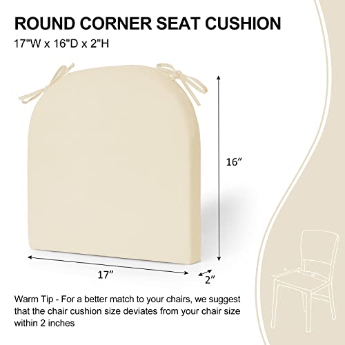 Wellsin Outdoor Chair Cushions For Patio Furniture - Patio Chair Cushions Set Of 4 - Waterproof Round Corner Outdoor Seat Cushions 17"X16"X2", Beige #TOP2
