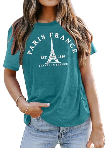 Image of Paris France Shirt Women Eiffel Tower T Shirt Travel in France Tshirts Vacation Tees Paris Tops