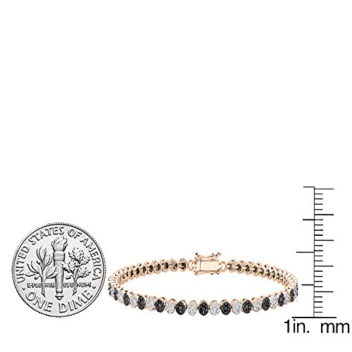 Dazzlingrock Collection 2.50 Carat (Ctw) 18K Round White & Black Diamond Ladies Cluster Tennis Link Bracelet, Rose Gold #TOP2