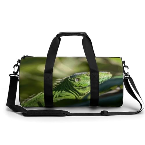 Sac de sport cylindrique lézard vert 45cm sac de gym et bagage week-end