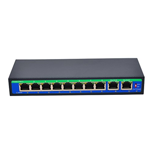 Big Shoppe Store 9 Port 10/100Mbps 8 POE Port & 1 Uplink Power Over Ethernet Switch 4,5+/7,8- Support 12V 24V 48V
