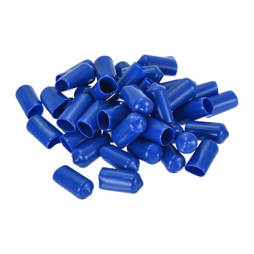 uxcell 50pcs Rubber End Caps 10mm ID Vinyl Round Tube Bolt Cap Cover Screw Thread Protectors Blue, 0.4 inch