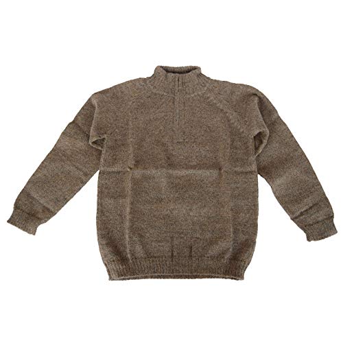 Boys Handmade 100% Alpaca Wool Half Zip Sweater (Taupe, 10)2