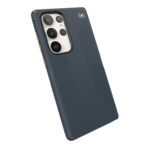 Speck Products Presidio 2 Grip - Carcasa para Samsung Galaxy S23 Ultra, Color Gris carbón/Bronce frío/Blanco