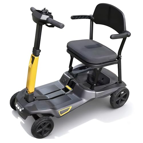 MediHoist Elektromobil für Senioren mit Doppelakku 32 km Reichweite, Seniorenmobil 17 kg Leichtbau für Auto/Bahn/Flugzeug, Elektromobil Klappbar für Senioren & Erwachsene, Schwarz YL-985S
