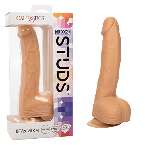 Calexotics Silicone Studs™ 8 Inch – Realistic Dildo With Suction Cup Base Harness Probe – Ivory