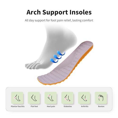 MAFEKE Womens Wide Toe Box Running Shoes Arch Support Tennis Athletic Sneakers Orthotic Walking Shoes for Plantar Fasciitis Pain Relief US 6-113