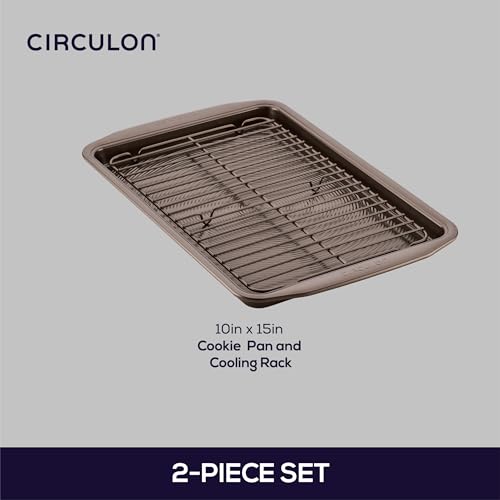 Circulon Nonstick Bakeware Set with Nonstick Cookie Sheet / Baking Sheet and Cooling Rack - 2 Piece, Chocolate Brown - Thumbnail 2