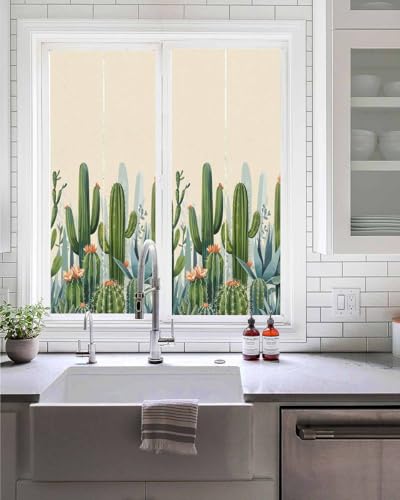 Película de privacidad para ventana con diseño cactus 17.7x39.3 in miniatura 2