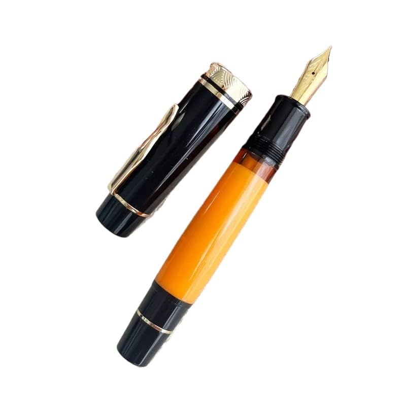 Stylo plume à piston orange PURYN M idéal pour écrire au bureau au quotidien