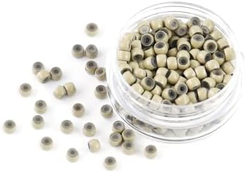 1000pcs/lot 3.0mm Silicone Nano Rings Hair Extension Nano Beads Silicone Lined Nano Rings Micro Rings Beads Links for Hair Extensions (Brown)