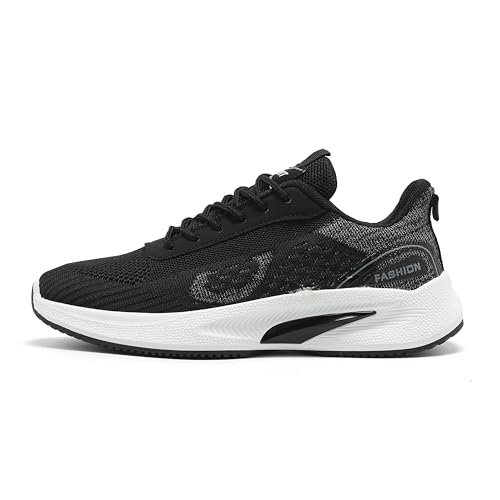 Women's Walking Shoes Women Casual Fashion Sneakers Lightweight Breathable Woven Surface Soft Sole Lace Up Non-Slip Walking Shoes Comfortable Tennis Running Shoes Black3