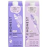 The Honest Company Calming Lavender Refill Carton Bundle | 2-in-1 Cleansing Shampoo + Body Wash + Foaming Bubble Bath | Naturally Derived, Tear free, Hypoallergenic | 32 fl oz each (Pack of 2)