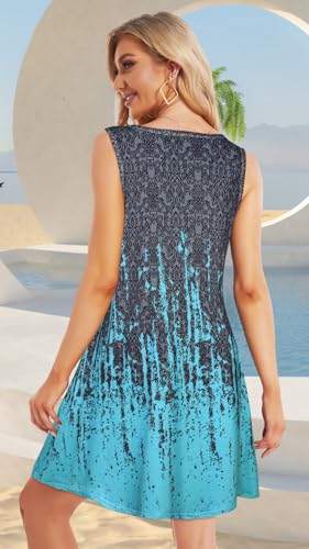 Image of Summer Dresses for Women Beach Boho Sleeveless Vintage Floral Flowy Pocket Tshirt Tank Sundresses 2026
