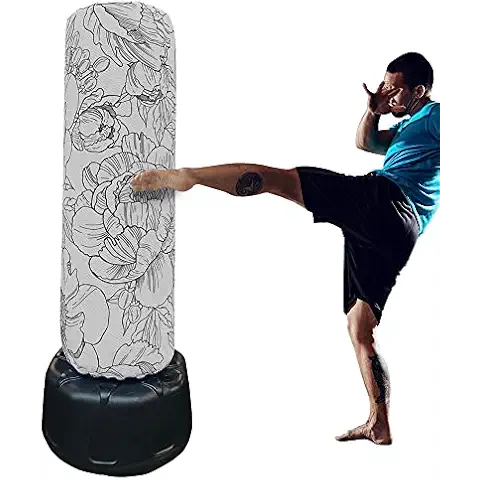 QUIKSTRYKE Spandex Heavy Pedestal Punching Bag Cover White Black Floral Protective Bag Sleeve Cover