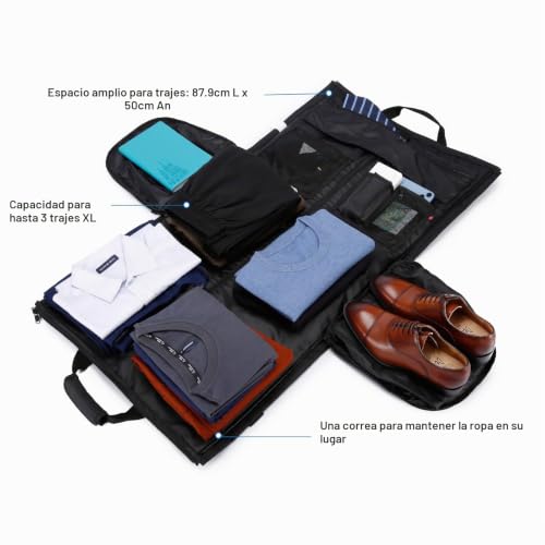 Miniatura 3 de Bolsa Portatrajes Funda De Viaje Para Traje Bolso Porta Trajes Ropa Vestidos Con Correa Para El Hombro Ajustable, Bolso Weekender Porta Trajes 2en1, Porta Traje Para Hombre, Equipaje De Mano, Negro