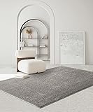 Waschbarer Langflor-Teppich Hochflor Shaggy-Teppich Uni Einfarbig ideal für Wohnzimmer, Schlafzimmer und im Bad als Badematte aus hochwertigem Polyester Grau 160x230 cm