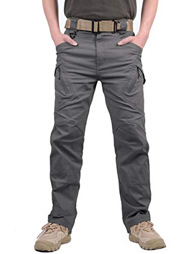 KEFITEVD Men's Tactical Combat Trousers Outdoor Multi Pockets Safari Cargo Trouser , Grey, 36 - Image 2