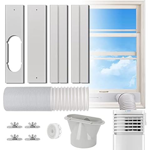 Kxuhivc Portable Air Conditioner Window Vent Kit, Adjustable Window Seal with 5.1 Inch Diameter, 51 Inch Length Exhaust Hose for A/C Unit Universal for Sliding Horizontal or Vertical Window Cover