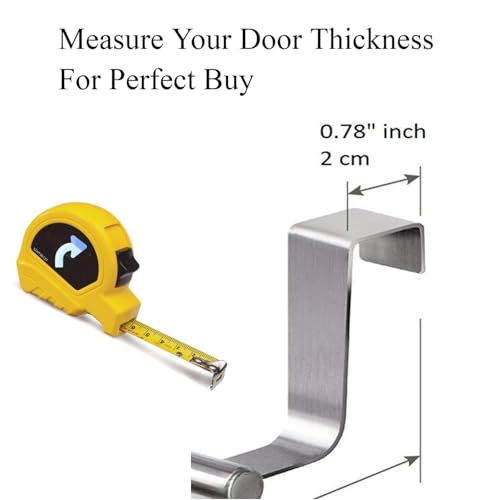 Image of Over The Door Hook Hanger 2 Pic Hanging Organizer Rack Steel Door Hook | Door Hanging Accessory Black (Towel Rod)