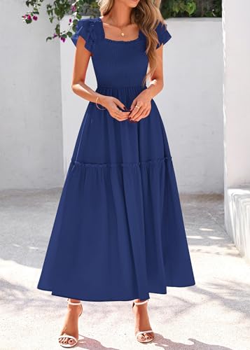 Image of KIRUNDO Smocked Summer Midi Dresses for Women 2026